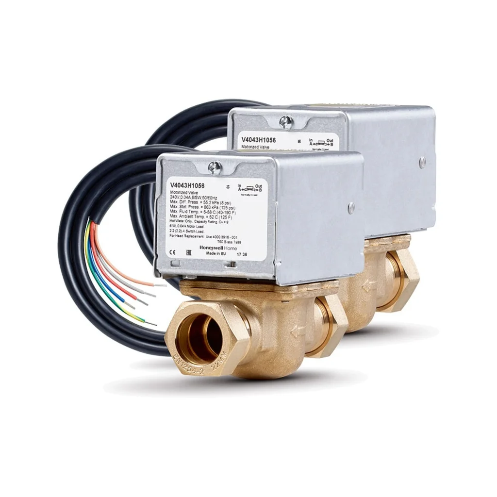 Honeywell 2-Port Motorized Zone Valve next to UK Combi Boiler